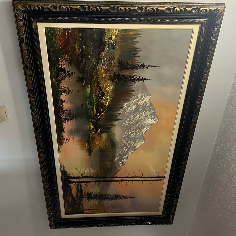John Greco  Oil painting beautiful mountains and lake !!!!!!